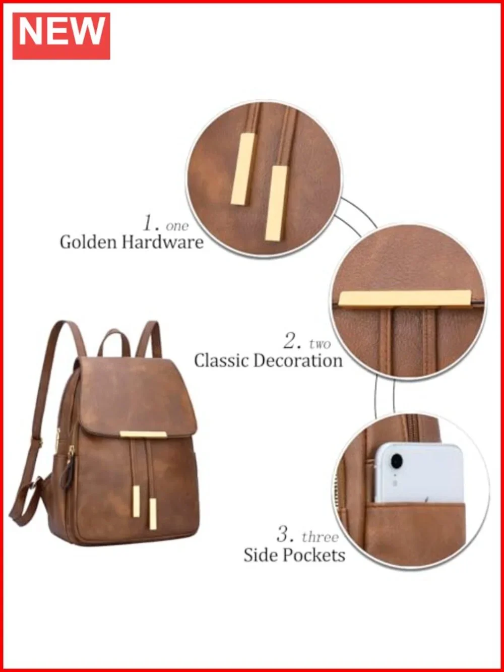 Quilted Vegan Leather Backpack Purse for Women, Small Casual Travel Daypack